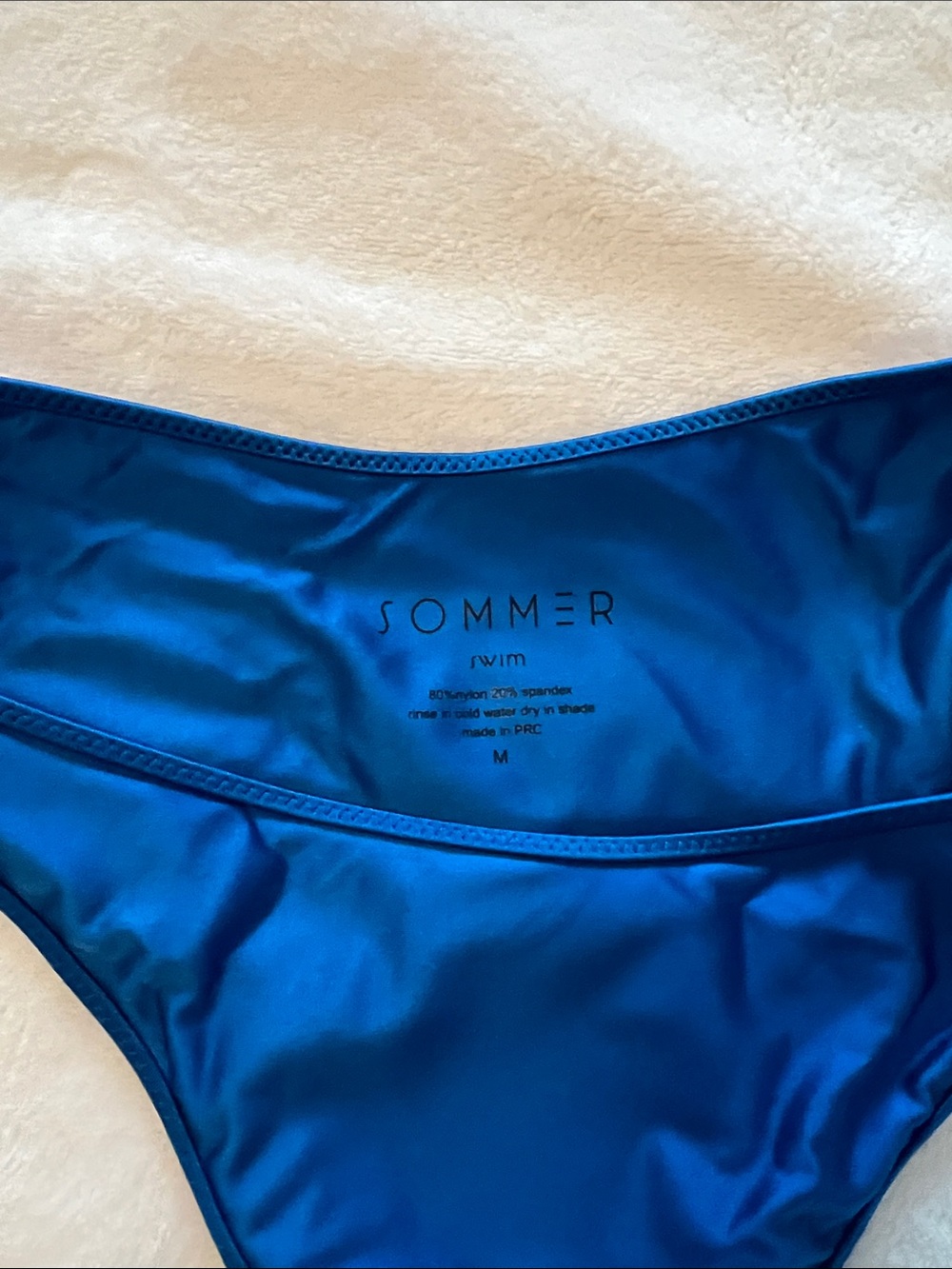 Blue High-Cut Bikini Bottom with Gold Accent - Picture 5 of 7